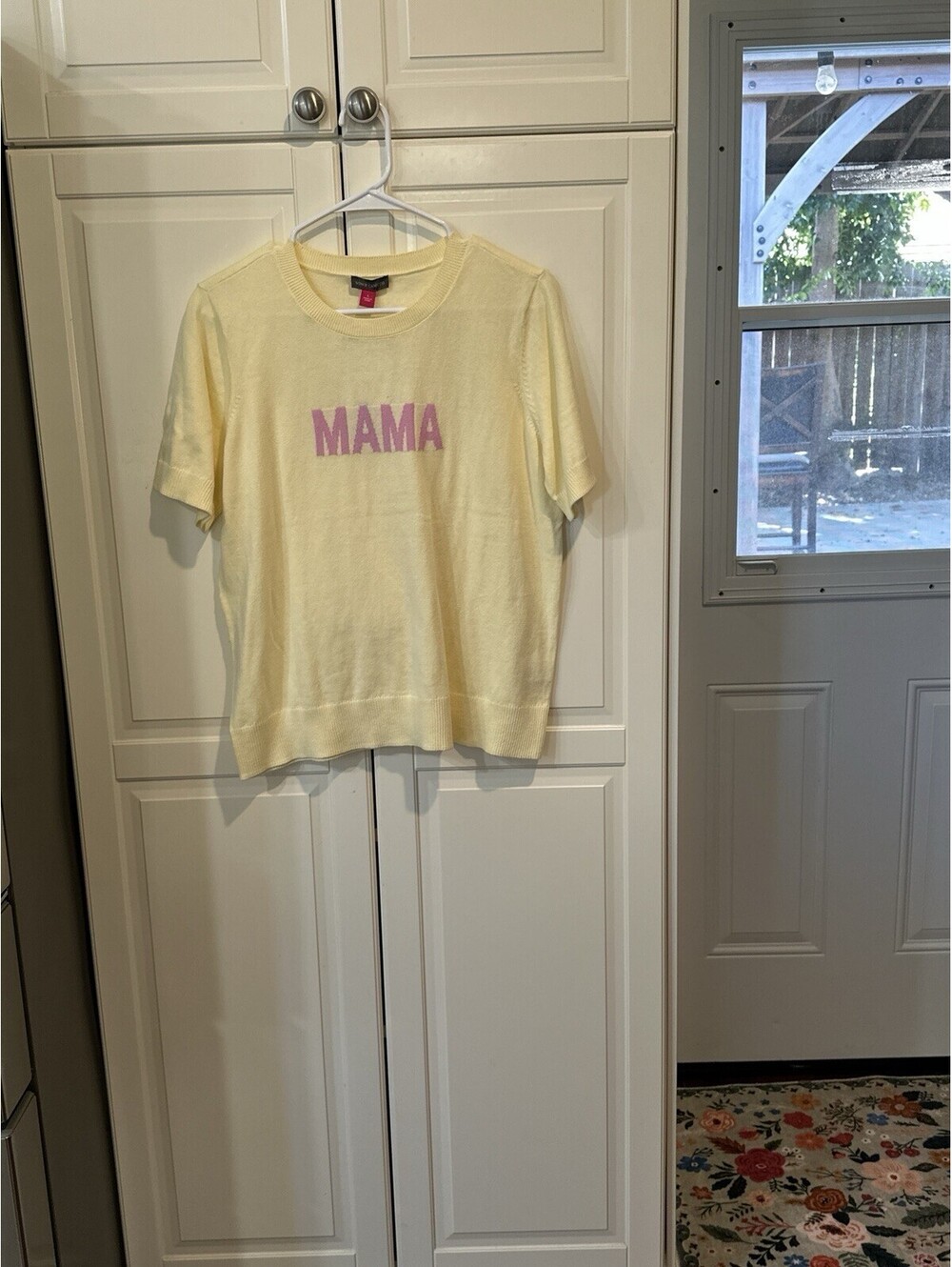 Vince Camuto Mama Women's Short Sleeve Yellow Sweater  Size L